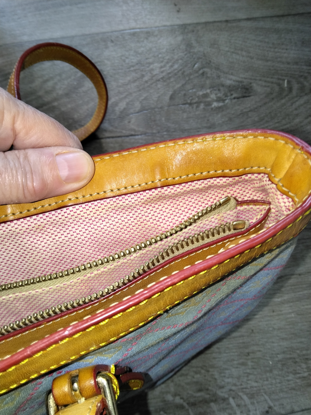 Dooney & Bourke Light Blue Logo Tote with Tan Leather Trim - Picture 2 of 15